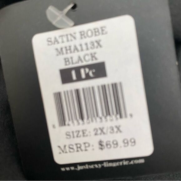 Black Satin Robe Just Sexy Sz 2X/3X NWT - Picture 6 of 9